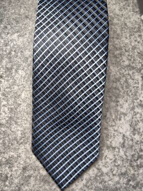 Riccardi Silk Handmade Italian Classic Black & Light Blue Striped Men’s Tie